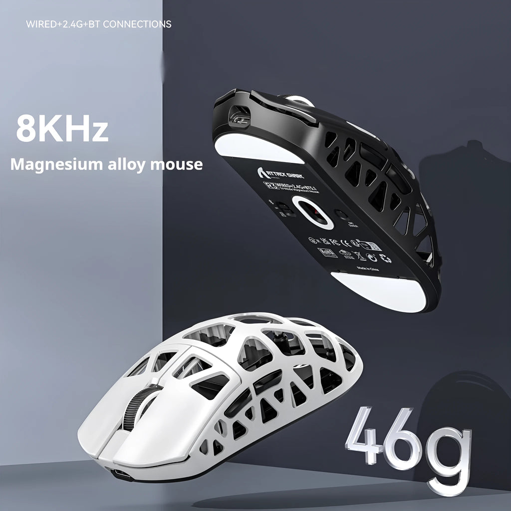 Wireless Bluetooth three-touch mouse with 2.4GHz USB receiver, 119.5x61x36mm, black, for gaming and office use