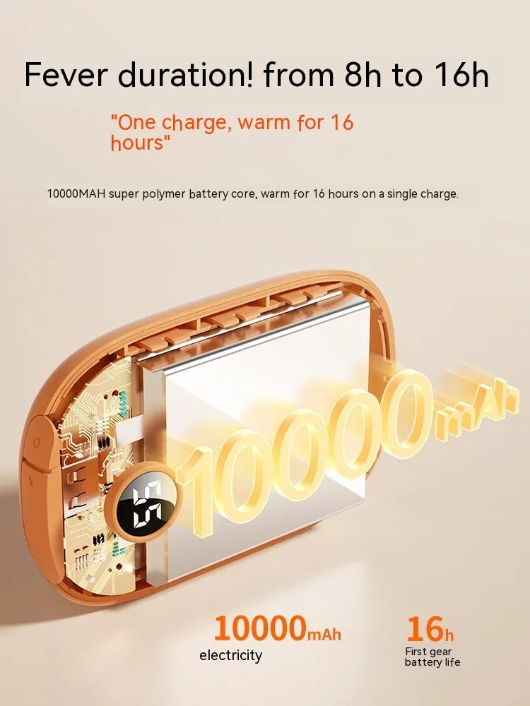 Portable two-in-one hand warmer USB power bank in milky white with three heat settings