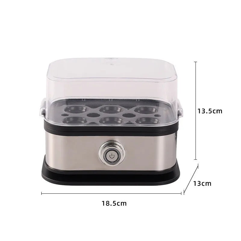 Black stainless steel portable egg boiler with carrying belt for travel cooking