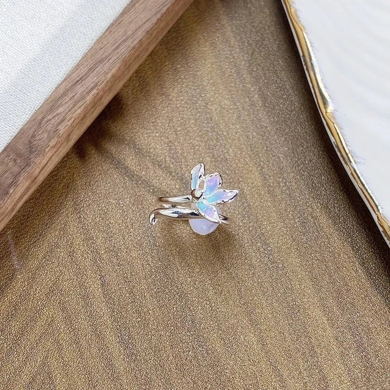 Copper insect ring with adjustable opening and drip-oil textured finish