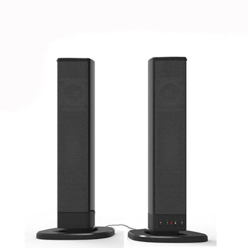Black foldable split Bluetooth speaker, 490mm wide, with radio, TF, USB and RCA inputs