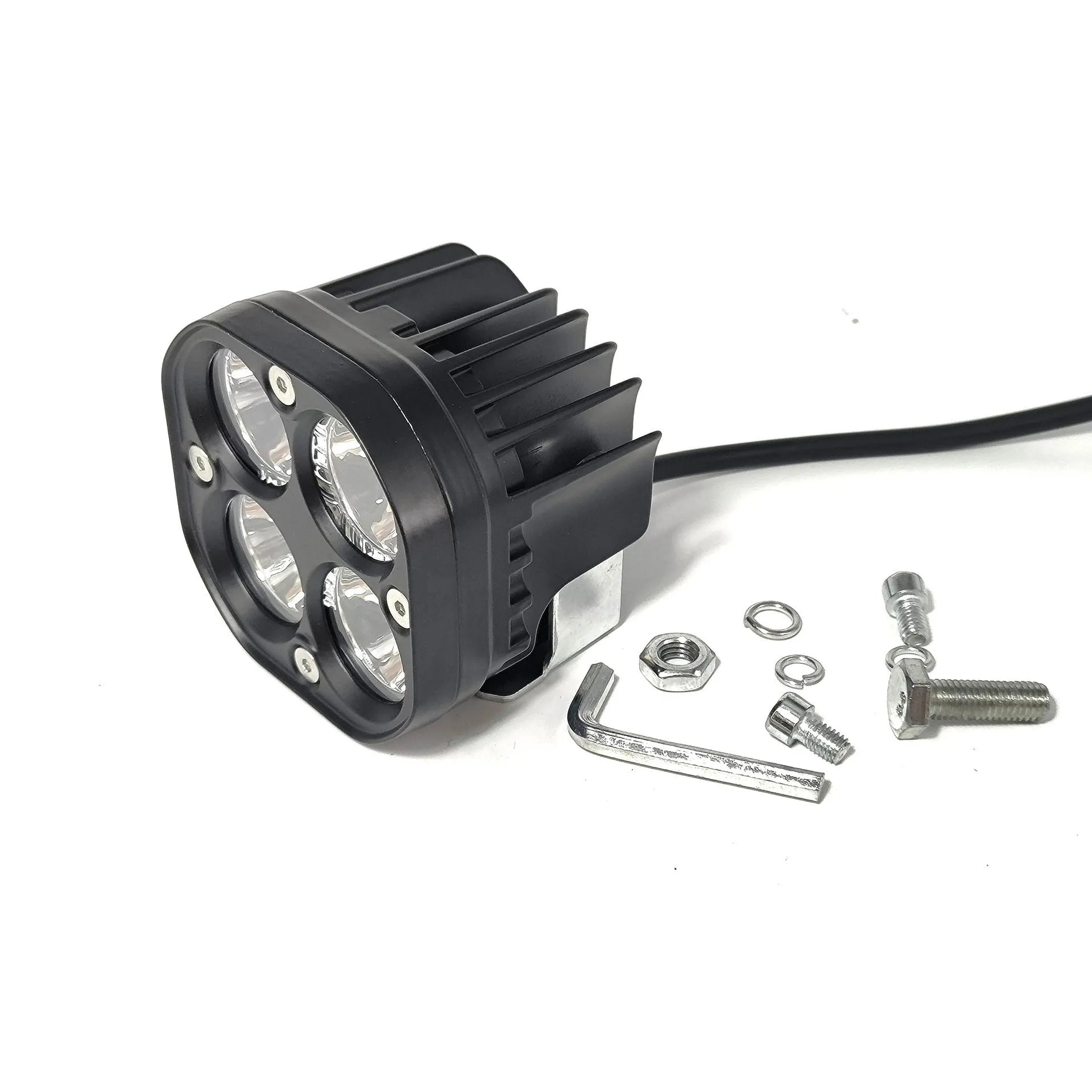 Four-eye headlight with aluminium base plate for motorcycle and car modification