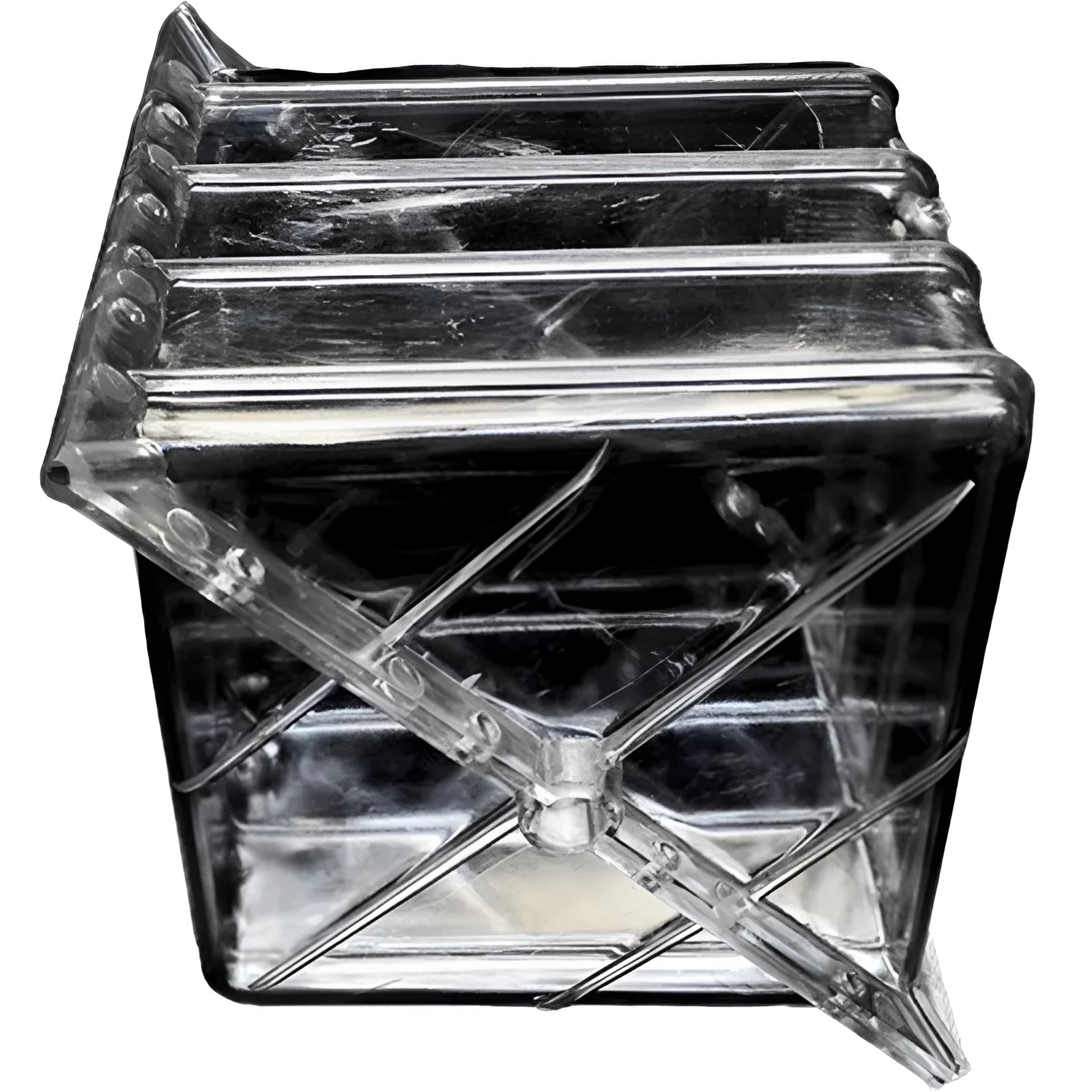Square-shaped clear plastic watermelon growth mold for shaping fruit, shown at 13cm dimensions.