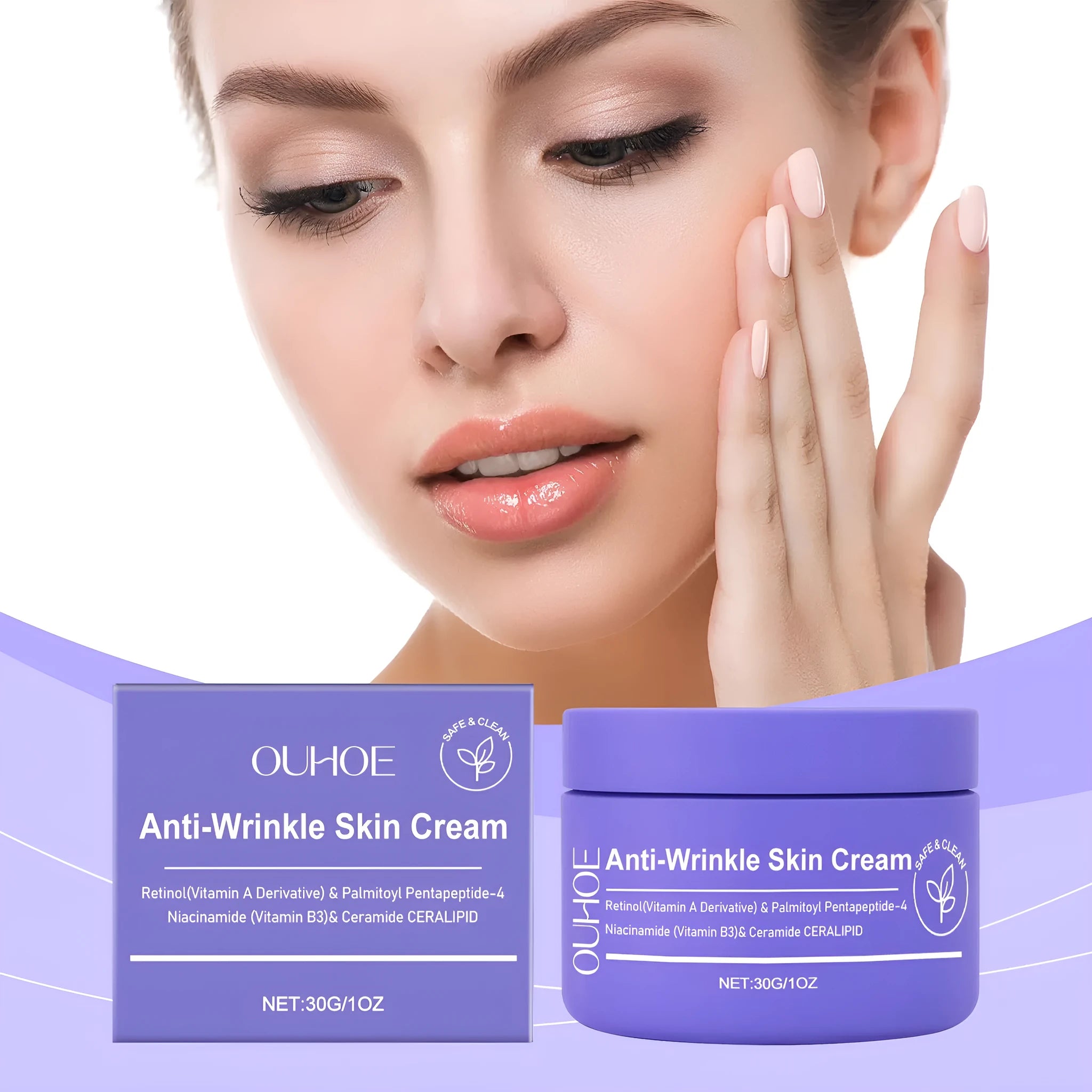 30g pot of daily neck cream with Retinol and Ceramide complex for face and neck skincare