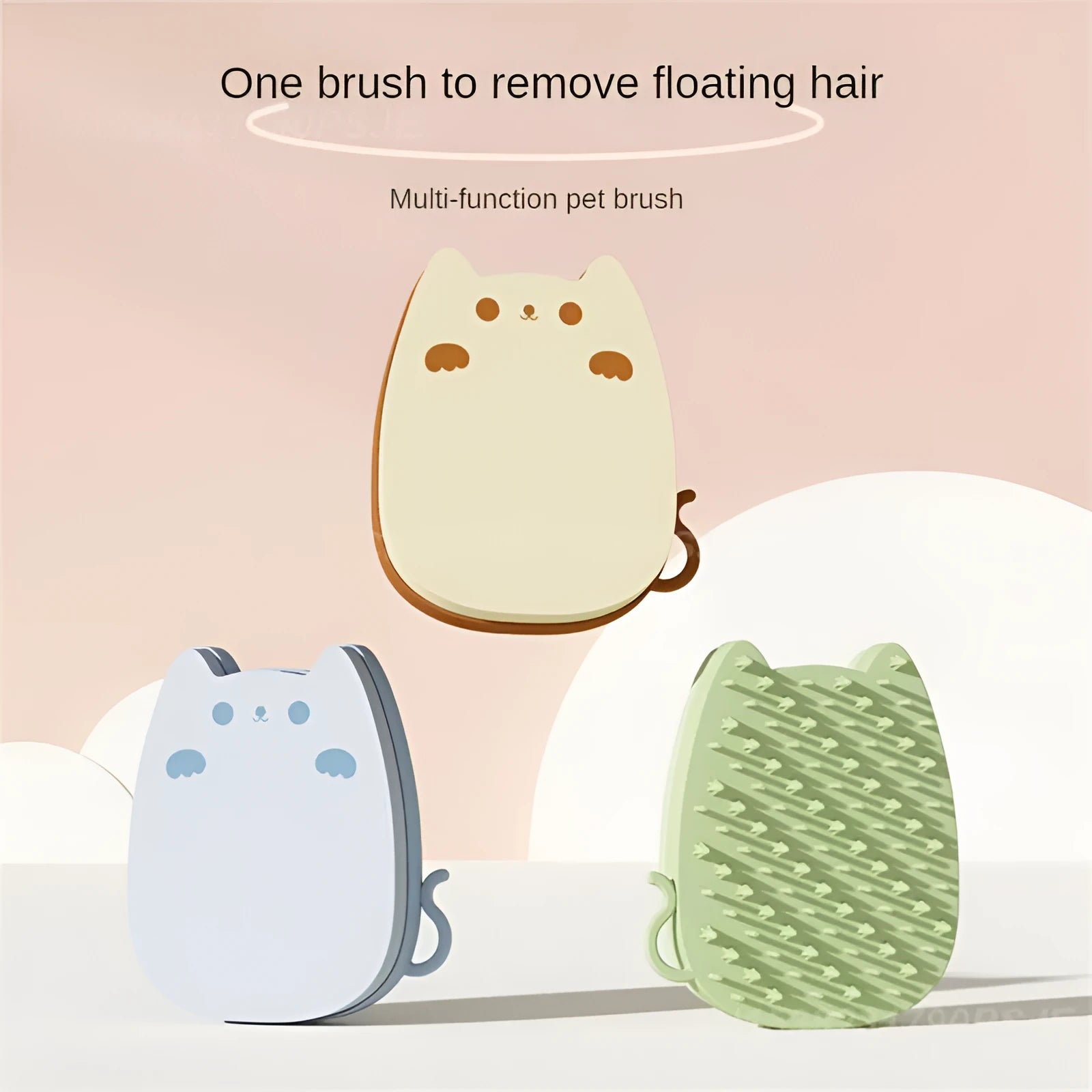 Blue silicone pet grooming comb sponge with dual-texture bristles on a white background.