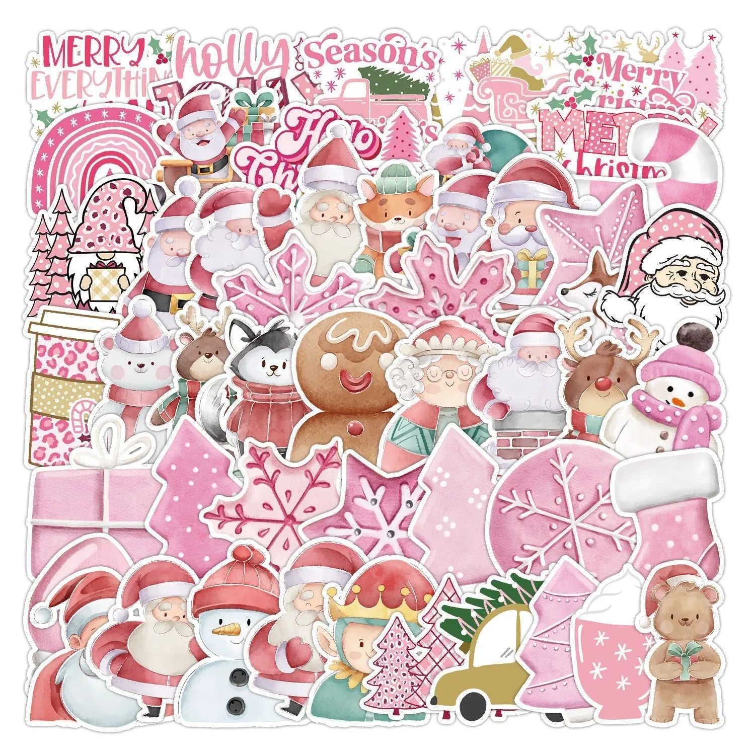 50 Christmas decoration stickers showing cute designs for cars phones computers