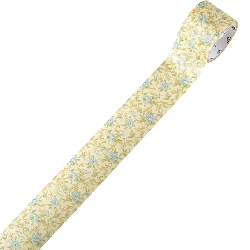 Roll of Japanese paper floral washi tape with vintage watercolour designs for journaling and craft projects
