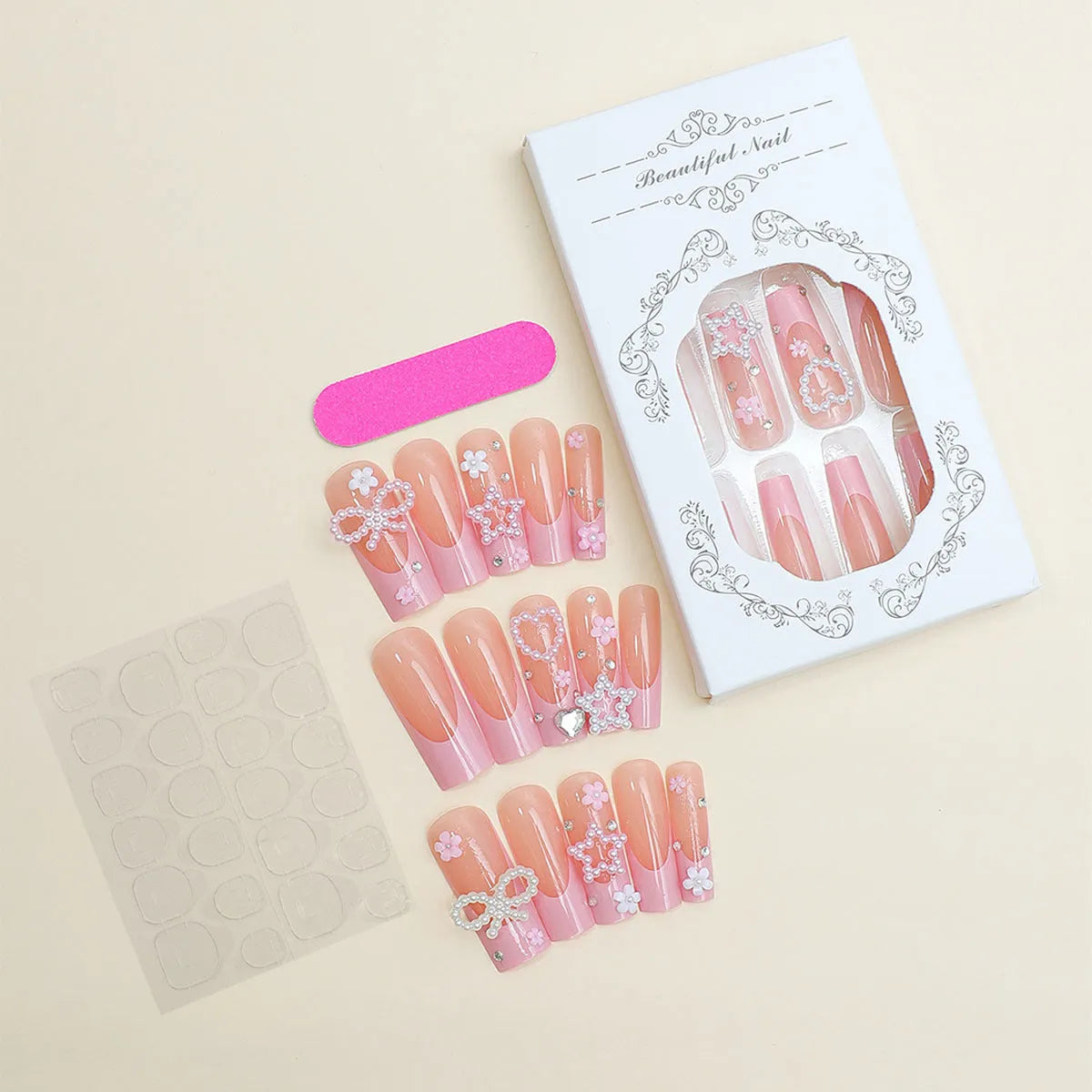 French spot drill bow nail set with super long water pipe design in colour XB-70-48