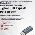 USB data blocker adapter, aluminium alloy, male to Type-C female, charging and data shielding, 10W