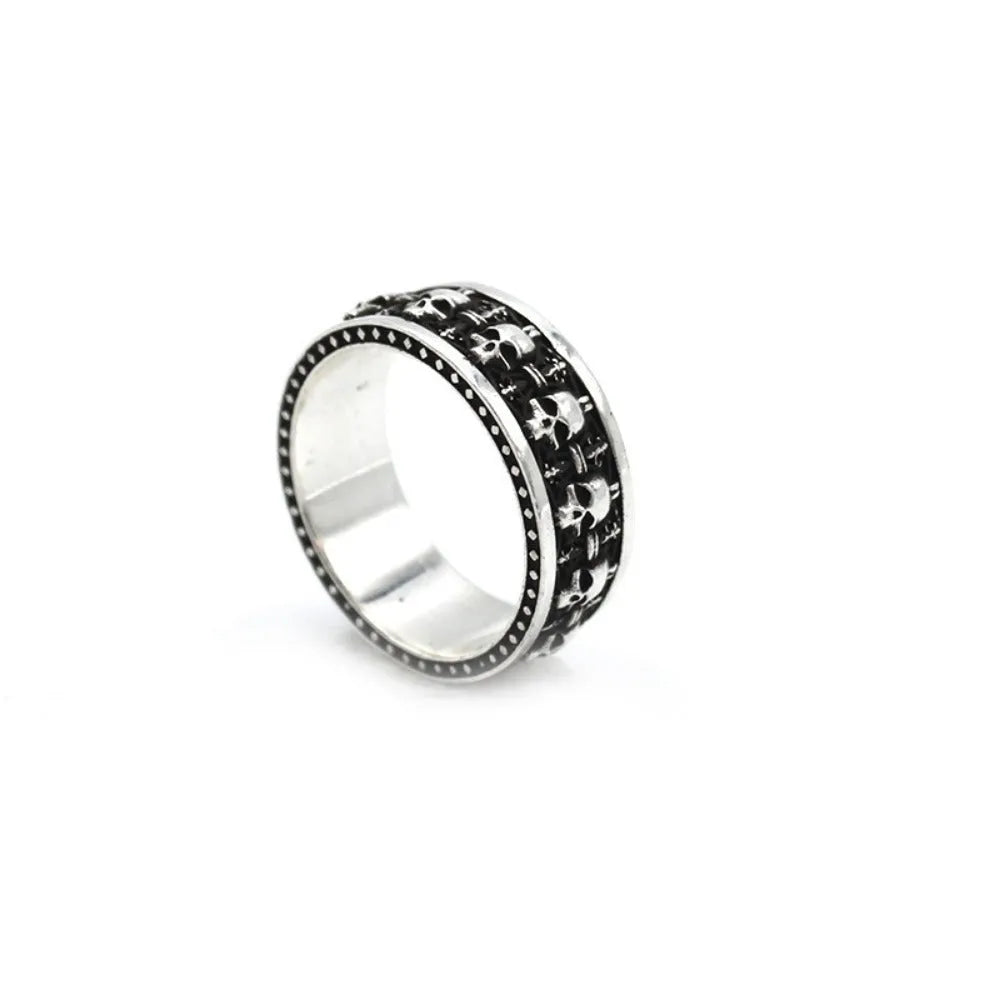 Alloy skull ring unisex gothic retro geometric jewellery silver tone