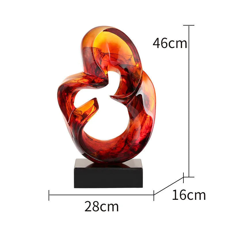 Transparent resin craft ornament in modern simplicity style, available in orange red or blue colour