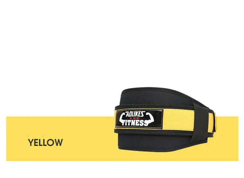 Nylon fitness weightlifting waistband for adults in black, red, or yellow.