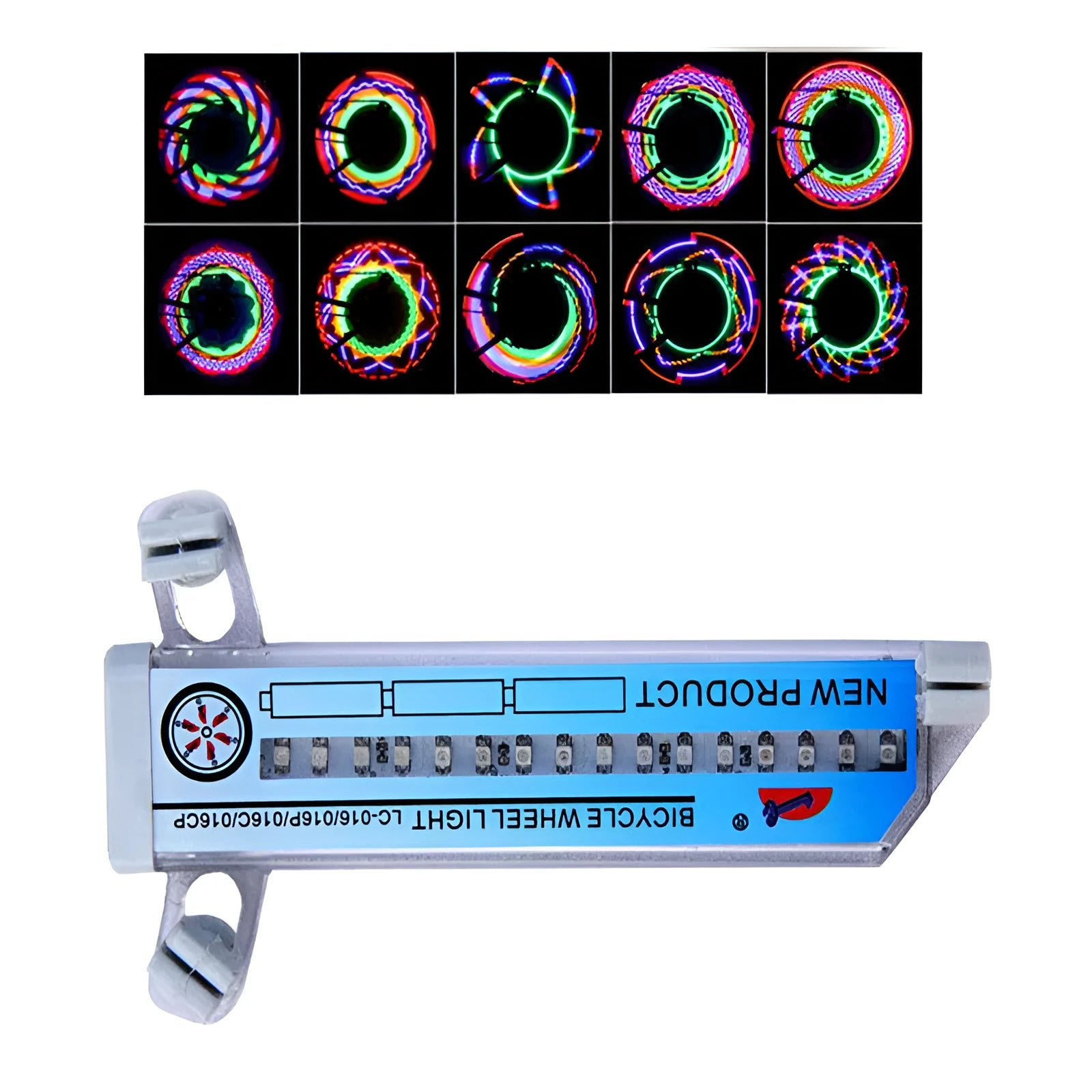 LED colorful bicycle spoke wheel light with 32 LEDs attached to mountain bike wheel