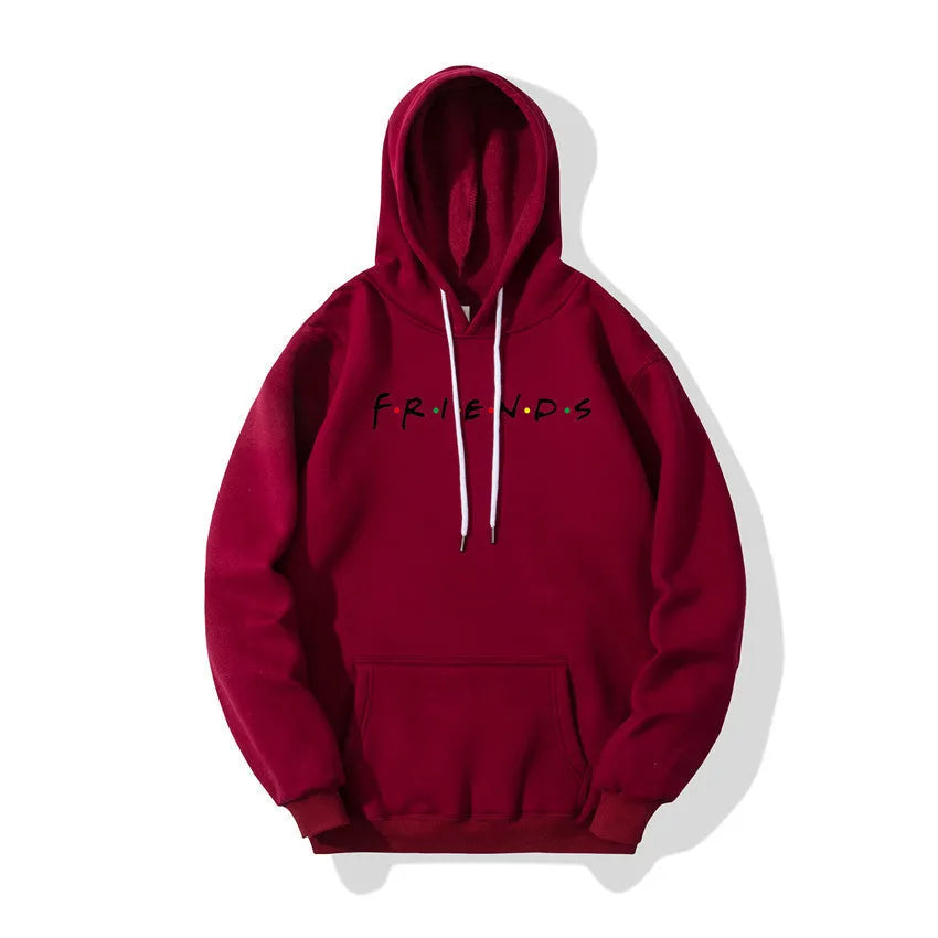 Letter printed plush hoodie in black available in sizes S to 3XL