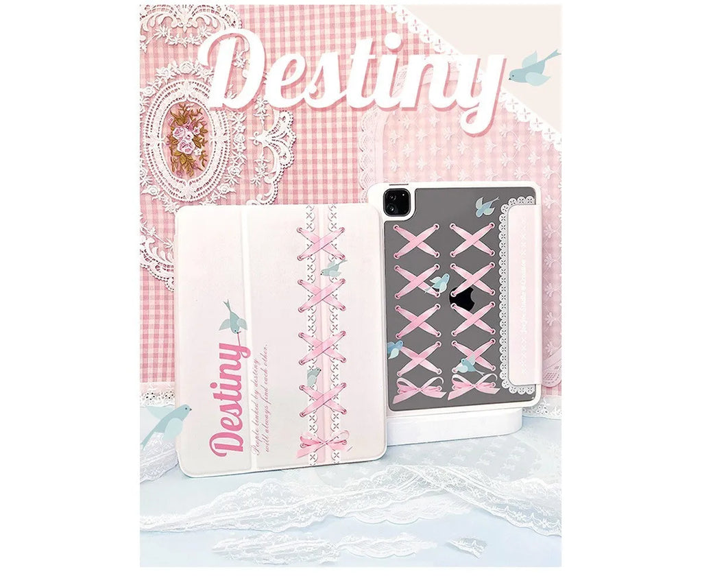 Acrylic iPad protective case with pen slot in ballet strap colour, compatible with multiple iPad sizes
