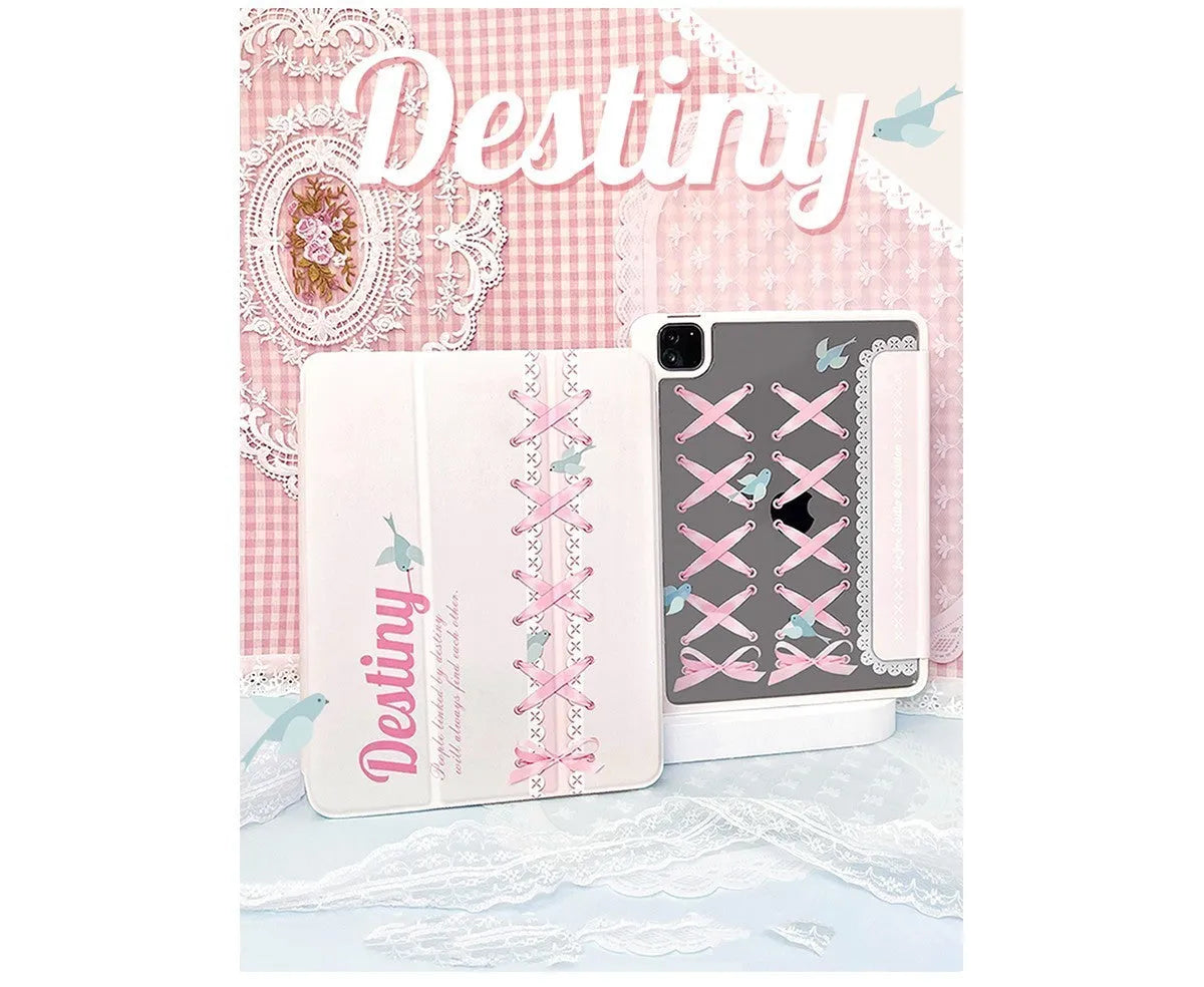 Acrylic iPad protective case with pen slot in ballet strap colour, compatible with multiple iPad sizes