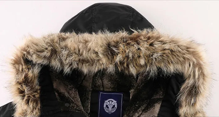 Men's winter casual cotton-padded coat loose fit solid colour black