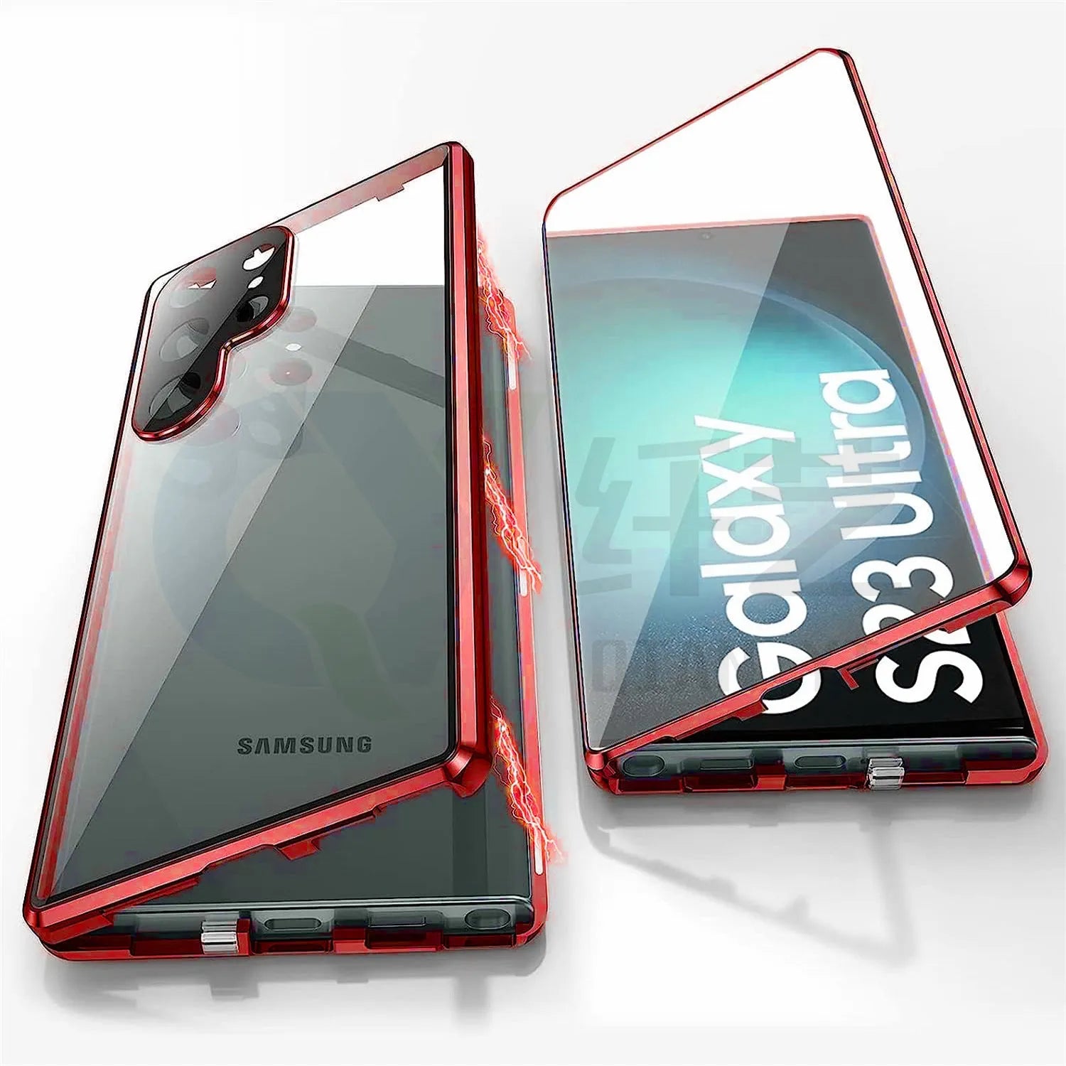 Metal magnetic phone case with a mirror for Samsung S24 Ultra in multiple colour options.