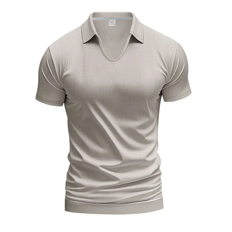 Men's casual V-neck short sleeve cotton blend tee in loose fit summer design