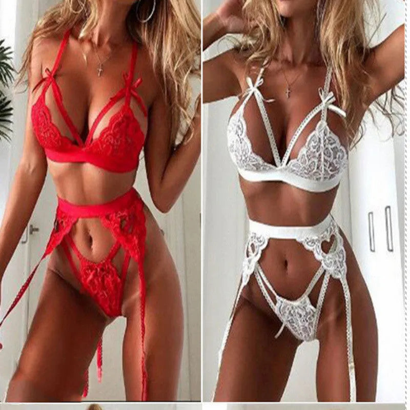 Red and white lace lingerie sets for women available in sizes S M L XL
