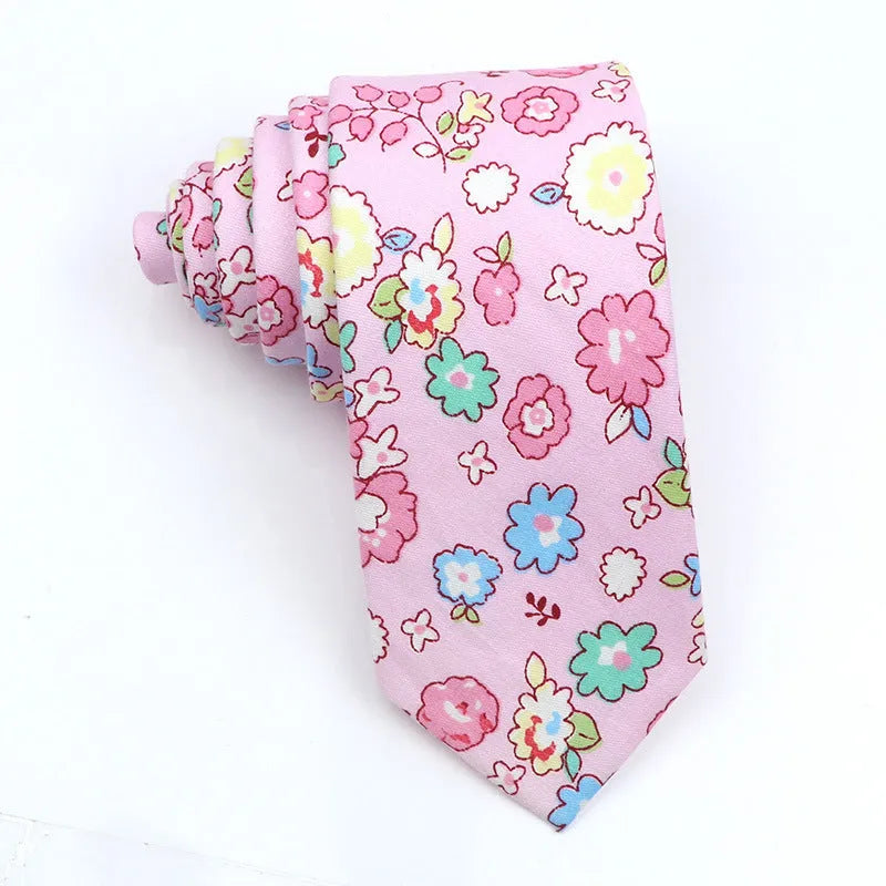 Men's narrow cotton bow tie with printed cartoon patterns in Korean casual style