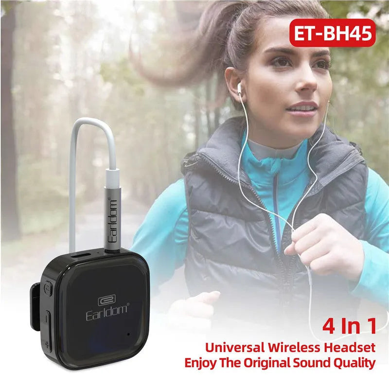 Bluetooth lavalier headphones wireless audio receiver in black, grey or red with 10m range
