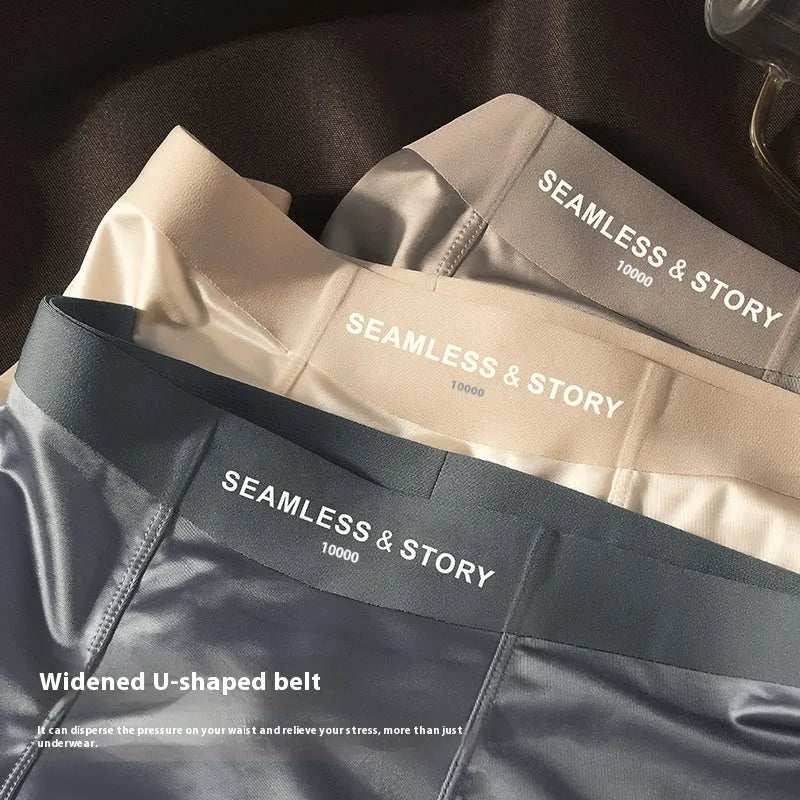 Men's ice silk underwear in multiple colours showing mid-waist design and smooth fabric texture