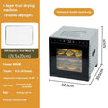 Stainless steel food dehydrator with visual skylight window, LED panel, and multiple drying trays