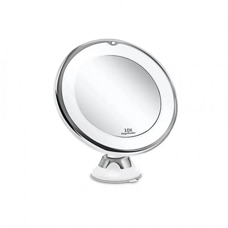 White LED make-up mirror with bright supplement light, 17.5 x 21 cm, plastic body, battery operated