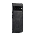 Hand-woven leather magnetic card holder phone case for Google Pixel 6 7 8, black combination