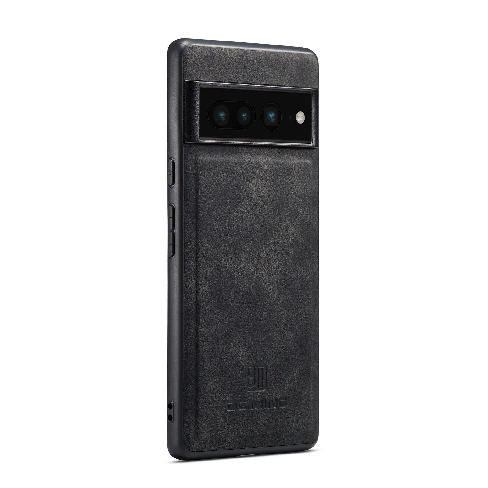 Hand-woven leather magnetic card holder phone case for Google Pixel 6 7 8, black combination