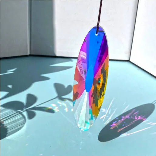 Rainbow electroplated crystal pendant garden decorations in Christmas tree and other shapes.