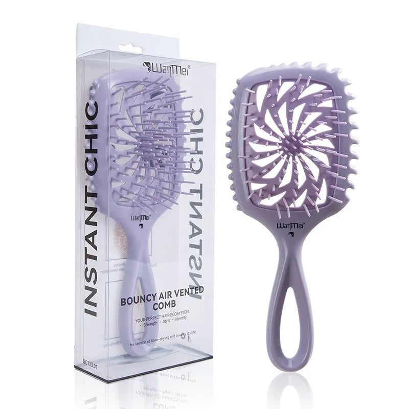 Original Design Whirlwind Hollow Hairdressing Comb over 20cm in dark purple on white background