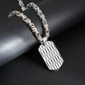 Titanium steel men's water ripple pendant necklace with geometric design and emperor chain