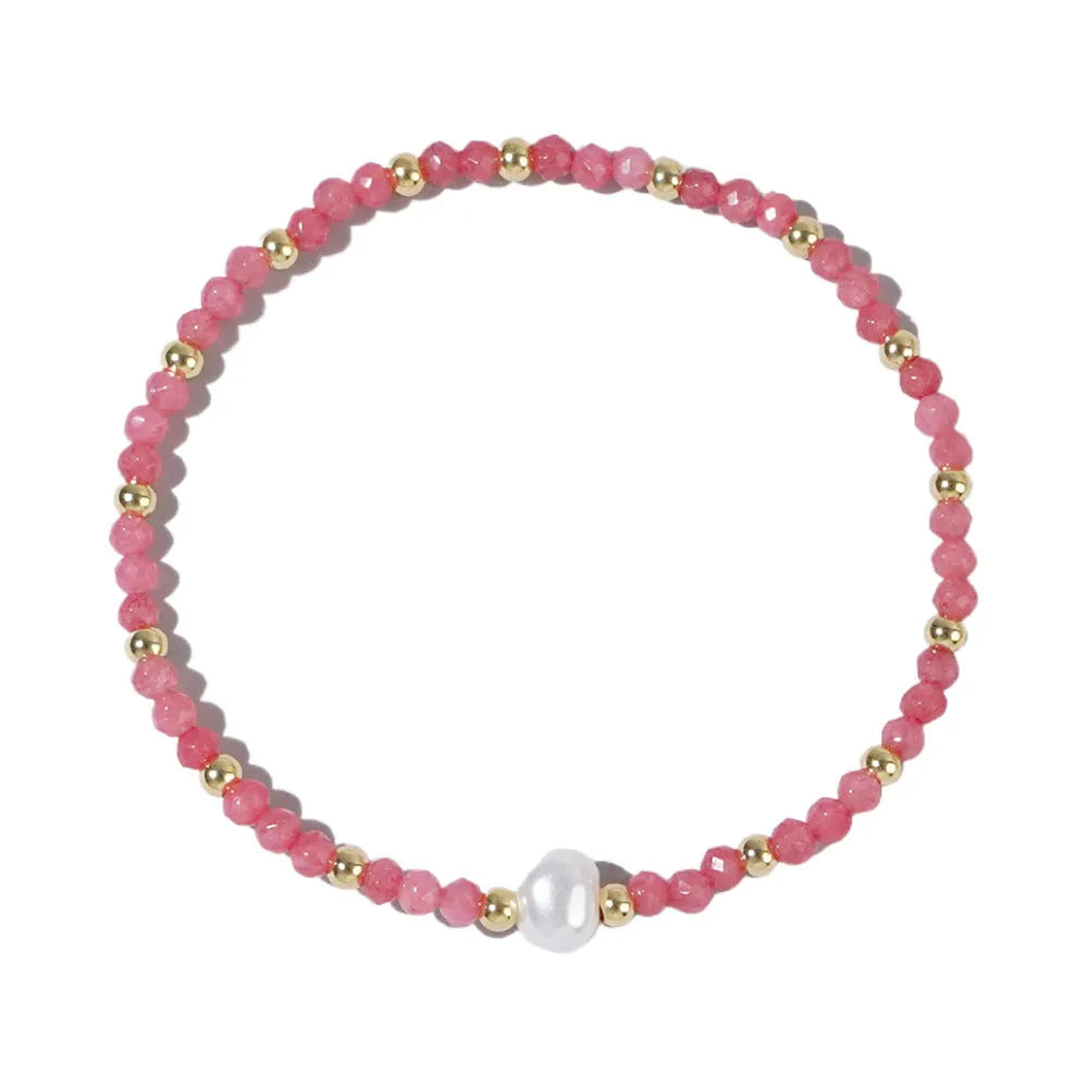 Natural stone geometric bracelet with elliptical elements showing colour variations BB24071801A to O
