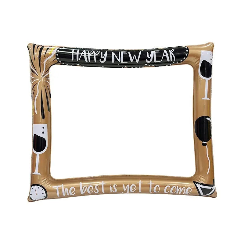 Large red and green Christmas inflatable photo frame with PVC material.