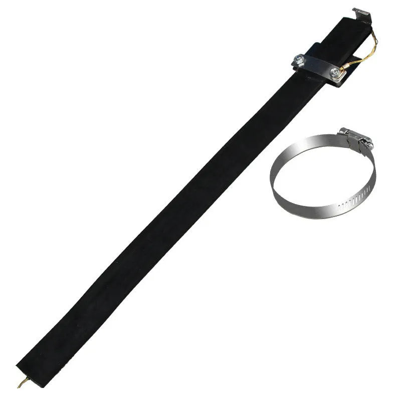 Black rubber car electrostatic grounding belt with metal clip and chain, 37cm long, for static discharge.