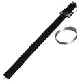 Black rubber car electrostatic grounding belt with metal clip and chain, 37cm long, for static discharge.
