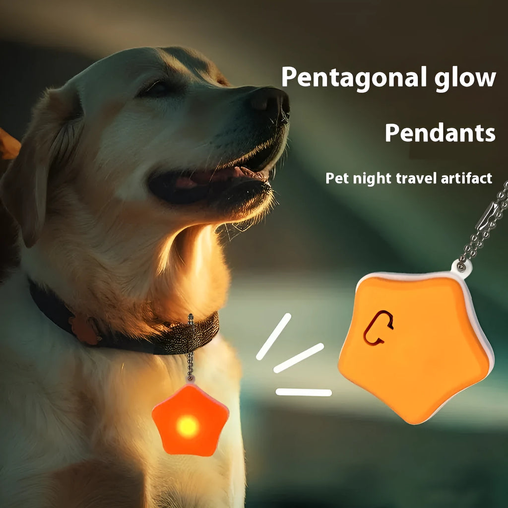 Blue rechargeable pet pendant light for dog collar with three light modes