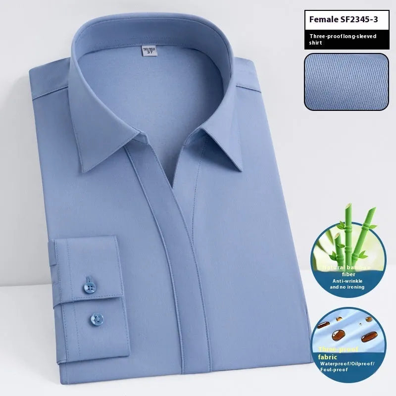 Men's slim fit square collar business shirt in bamboo fibre fabric, available in long and short sleeve styles.