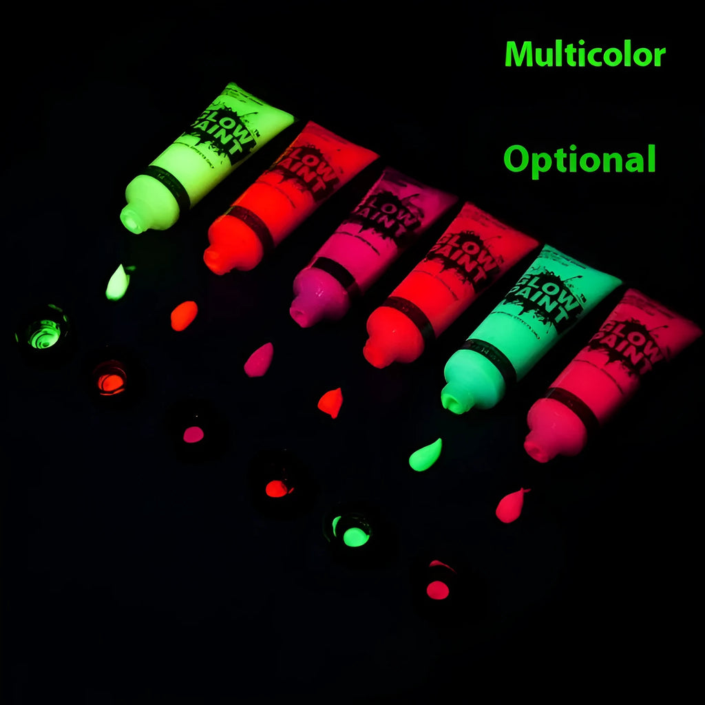 25ml tube of bright neon green face and body paint with safe non-toxic label.