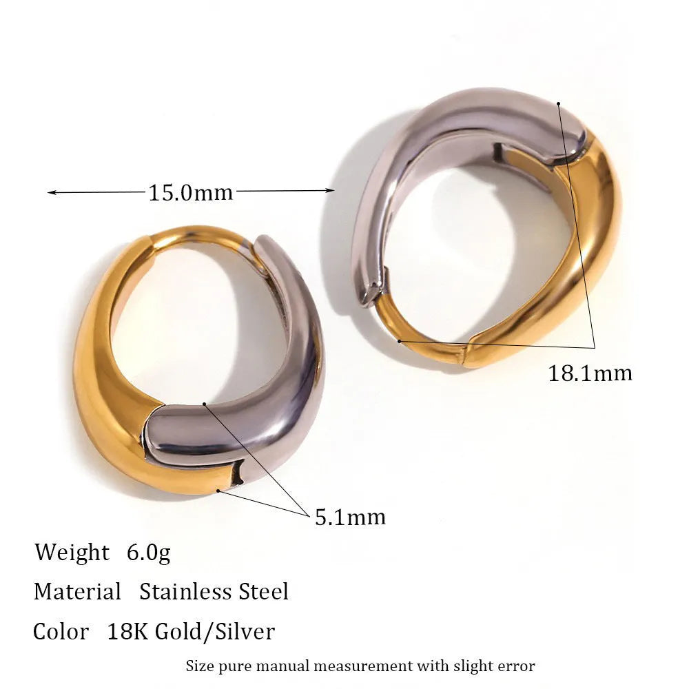 Gold geometric stainless steel jewellery set for women, showing earrings, necklace, and bracelet with electroplated finish.