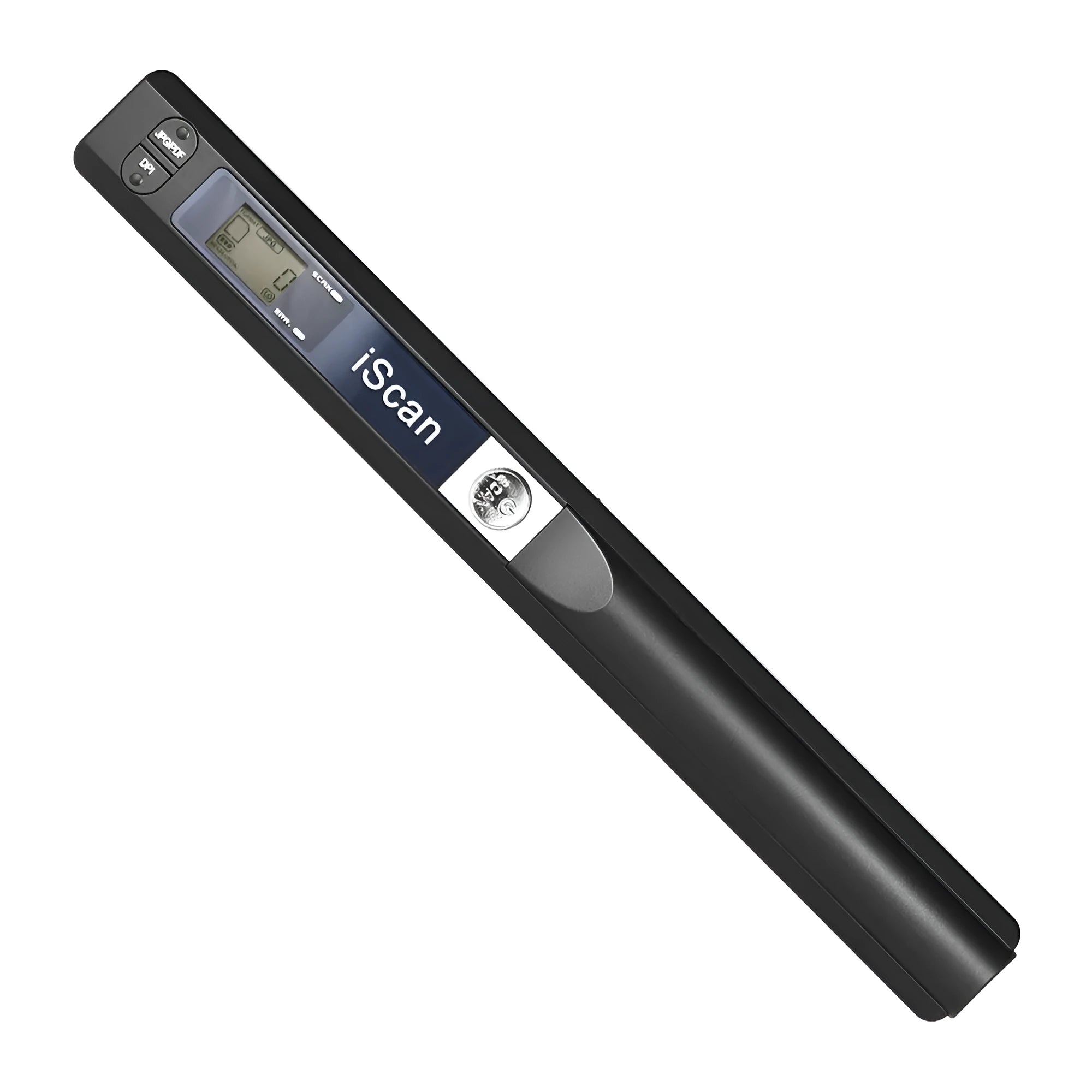 A handheld barcode scanner in plastic construction shown in five colour options: black, blue, green, red, and silver.
