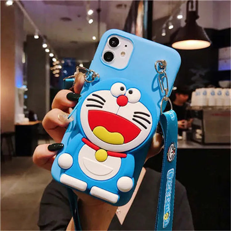 Cartoon camouflage design silicone wallet case for Huawei smartphone showing multiple colour options
