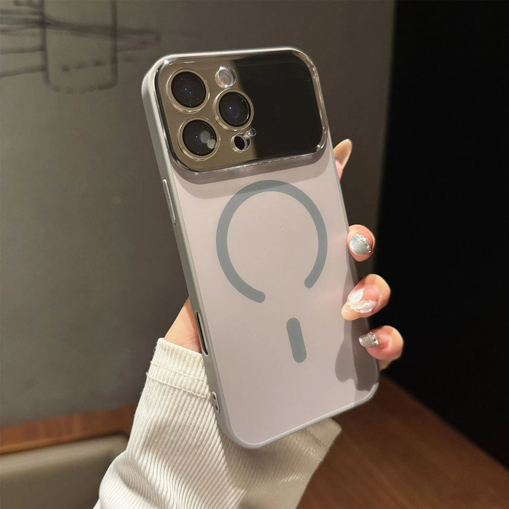 Frosted magnetic phone case with large window, shockproof, for iPhone 11-17 series, available in five colours