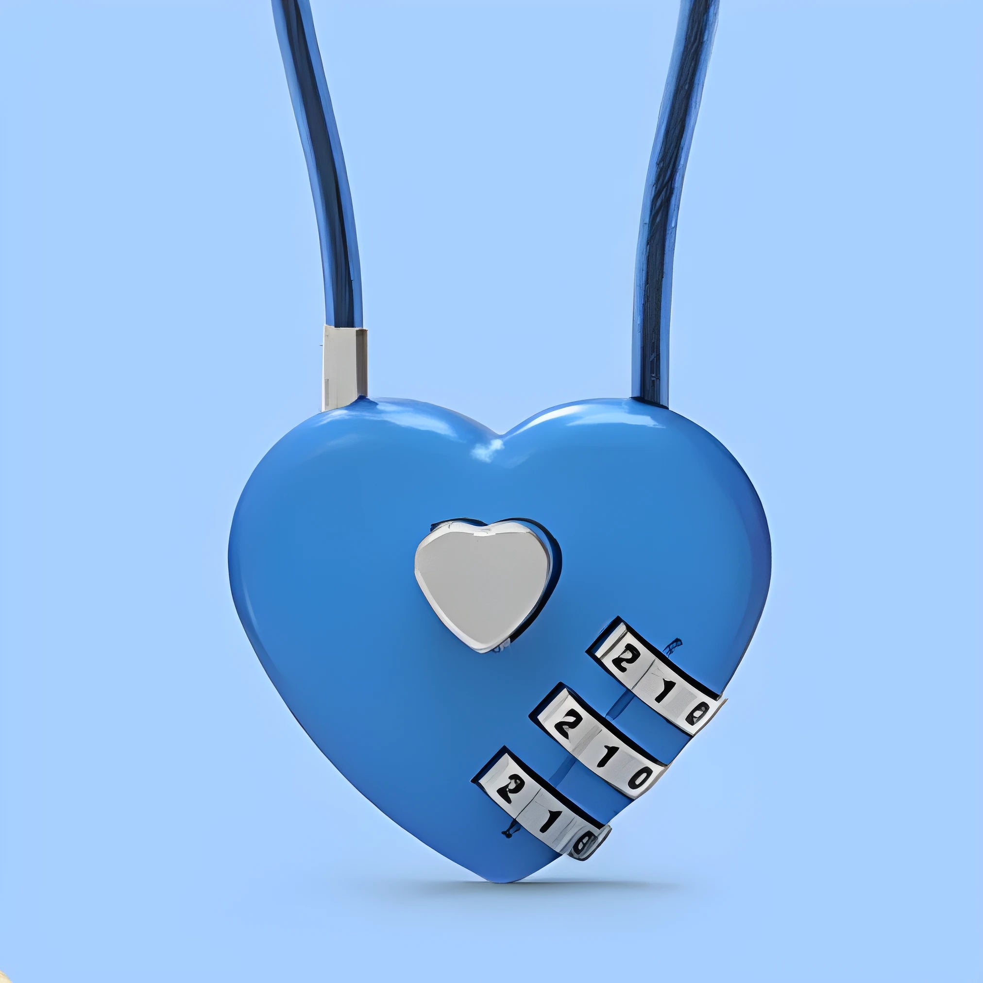 Heart-shaped ABS plastic cable lock with steel rope in multiple colour options for securing bicycle helmets.