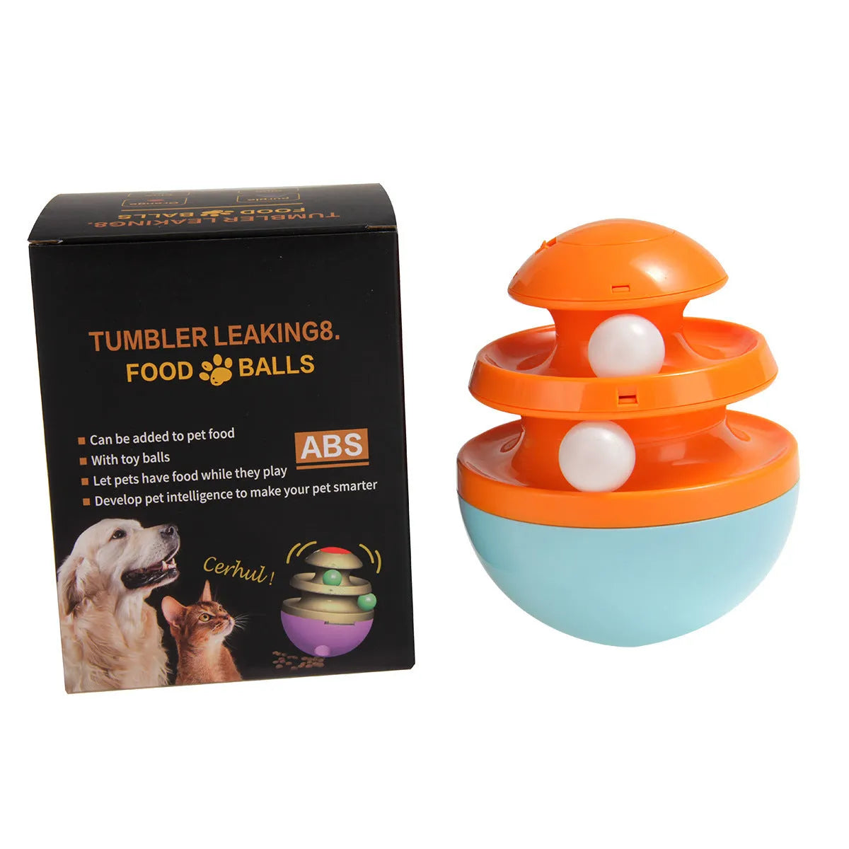 Interactive dog cup food dispenser leaky ball in black, hard plastic, large size