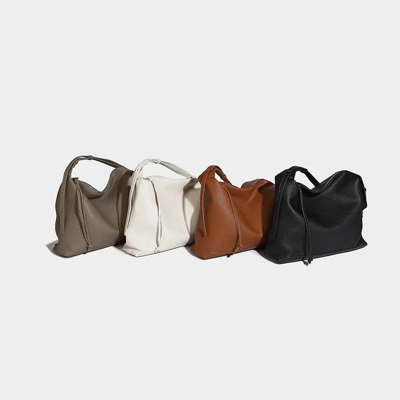Large capacity shoulder messenger bag in soft PU material, caramel colour option