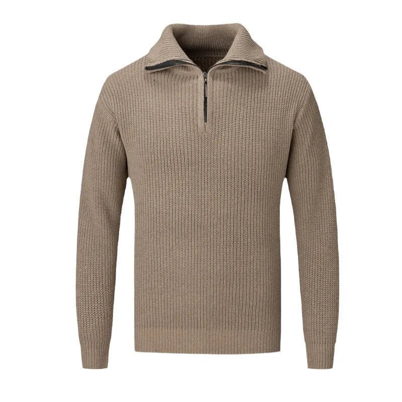 Men's slim fit solid colour pullover sweater in polyester blend fabric for autumn and winter wear