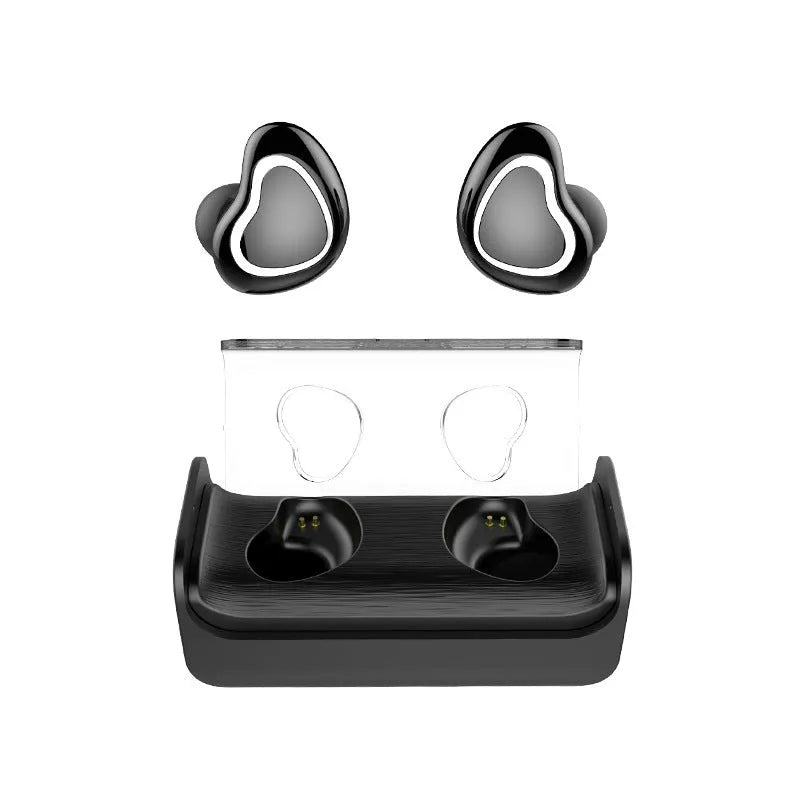 TWS-7 binaural wireless Bluetooth earbuds in black with charging case, Bluetooth 5.0, 50mAh battery inside